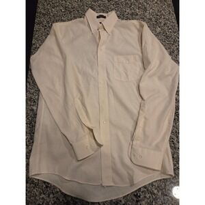 Barrington Mens Cream Wrinkle Free Oxford Button Down Shirt 15.5 34/35 Made USA